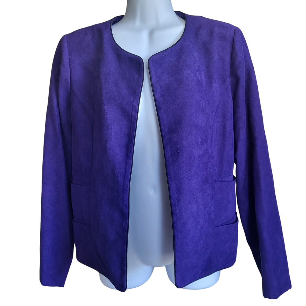 Vintage Perceptions Petite Purple Faux Suede Open Jacket Size 10P